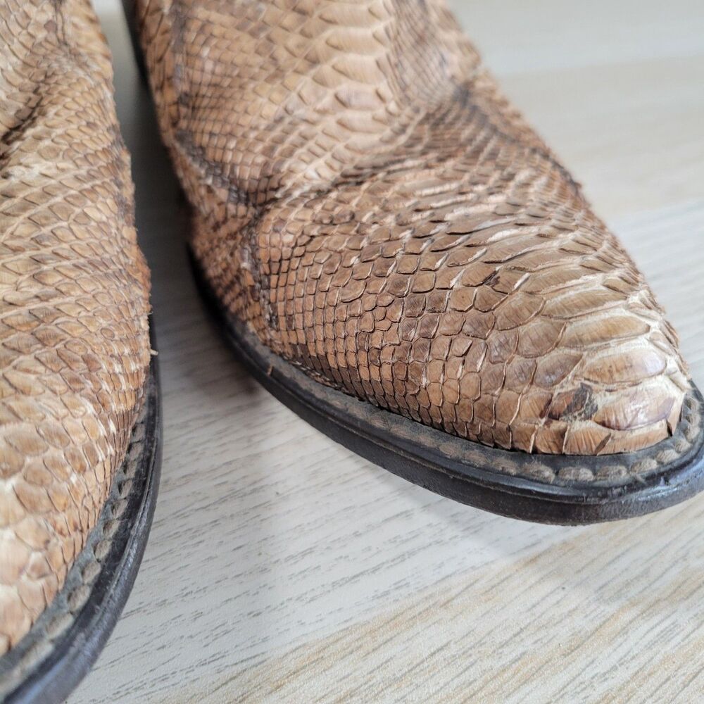 Abilene Mens Snake Skin Boots Size 9.5 D Leather Cowboy Western 6122 USA Vtg - Picture 3 of 10
